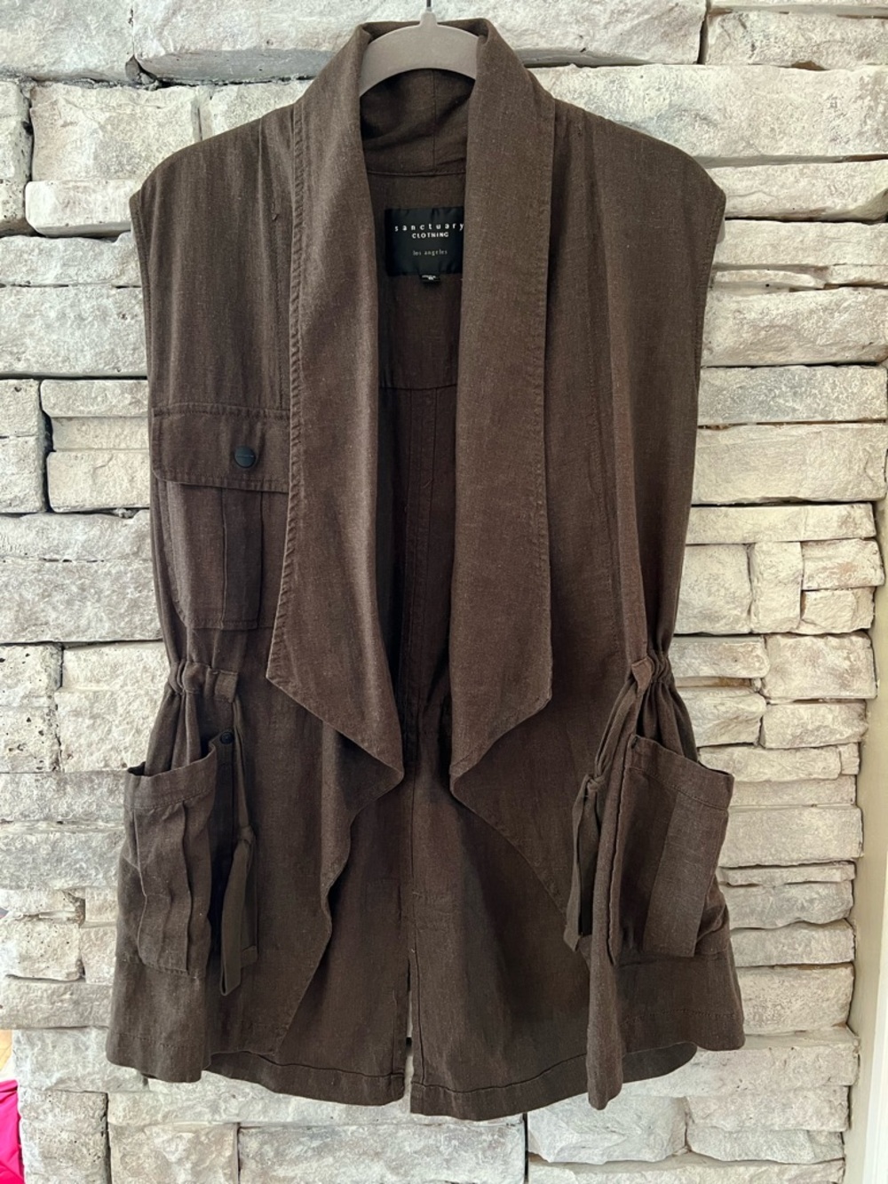 Sanctuary Chocolate Brown Open Front Vest
